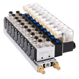 Heschen 10 Space Manifold Solenoid Valve 4V210-08 G1/4" 5 Way 2 Position with Base Muffler Quick Fittings Set