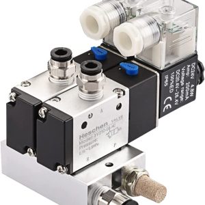 Heschen 2 Space Pneumatic Solenoid Valve 3V210-08 12 VDC24 VDC110 VAC220 VAC PT14 2 Position 3 Way Manifold with Base Muffler Quick Fittings Set