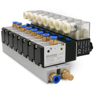 Heschen 8 Space Pneumatic Solenoid Valve 3V210-08 12 VDC/24 VDC/110 VAC/220 VAC PT1/4 2 Position 3 Way Manifold with Base Muffler Quick Fittings Set
