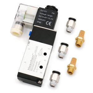 Heschen Electrical Pneumatic Solenoid Valve 4V210-06 12V/24V/110V/220V PT1/8 5 Way 2 Position Single Coil Pilot-Operated Electric CE with Fittings and Muffler