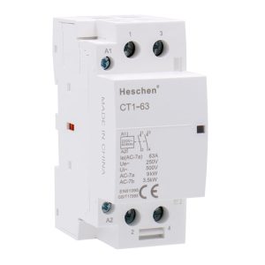 Household AC Contactor CT1-63 2 Pole Four Normally Open 220V/240V Coil Voltage 35 mm DIN Rail Mount