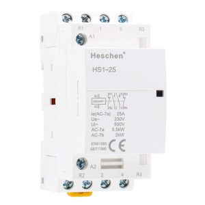 Household AC Contactor HS1-25 4 Pole 2NO 2NC 220V240V Coil Voltage 35mm DIN Rail Mount