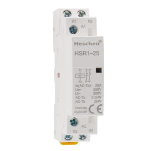 Household AC Contactor HSR1-25 Ie 25A 2 Pole Two Normally Closed 12V Coil Voltage 35mm DIN Rail Mount