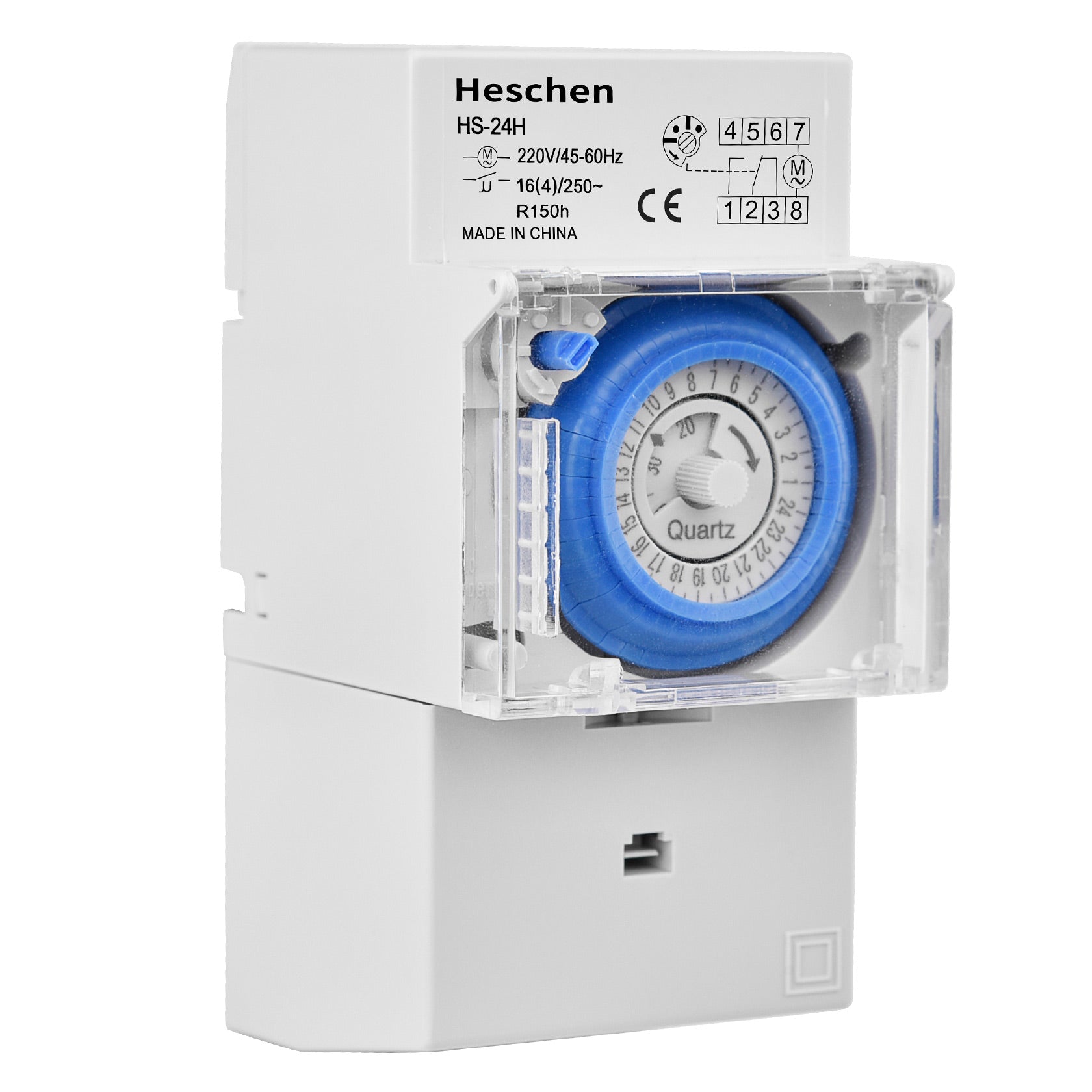 Timer Switch HS-24H 230 VAC 45-60Hz 24 Hour 35mm DIN Rail