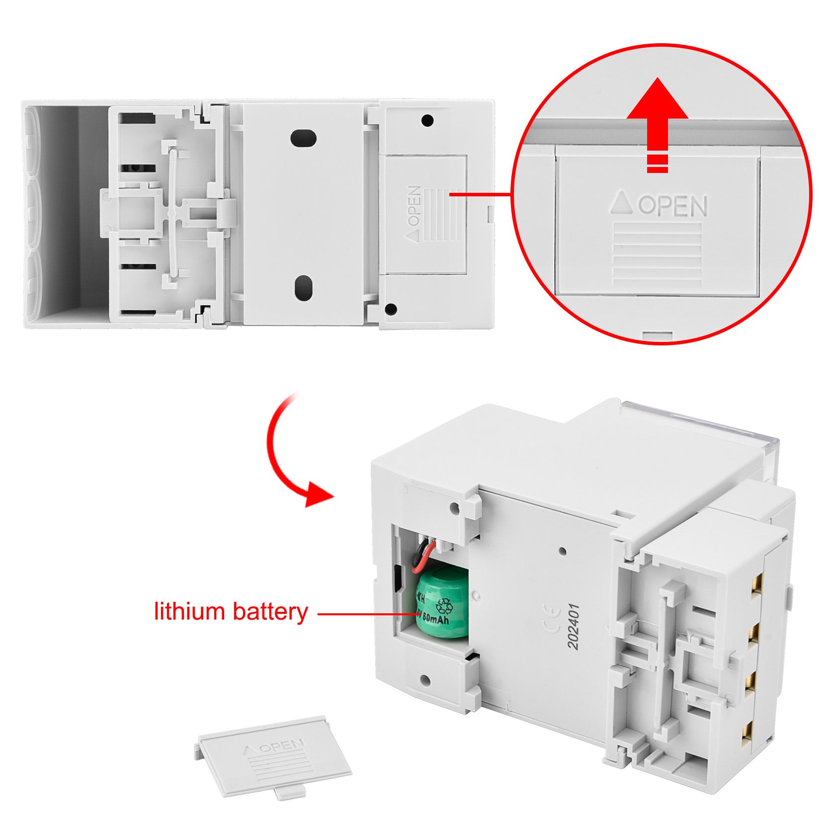 Timer Switch HS-24H 230 VAC 45-60Hz 24 Hour 35mm DIN Rail - Image 2
